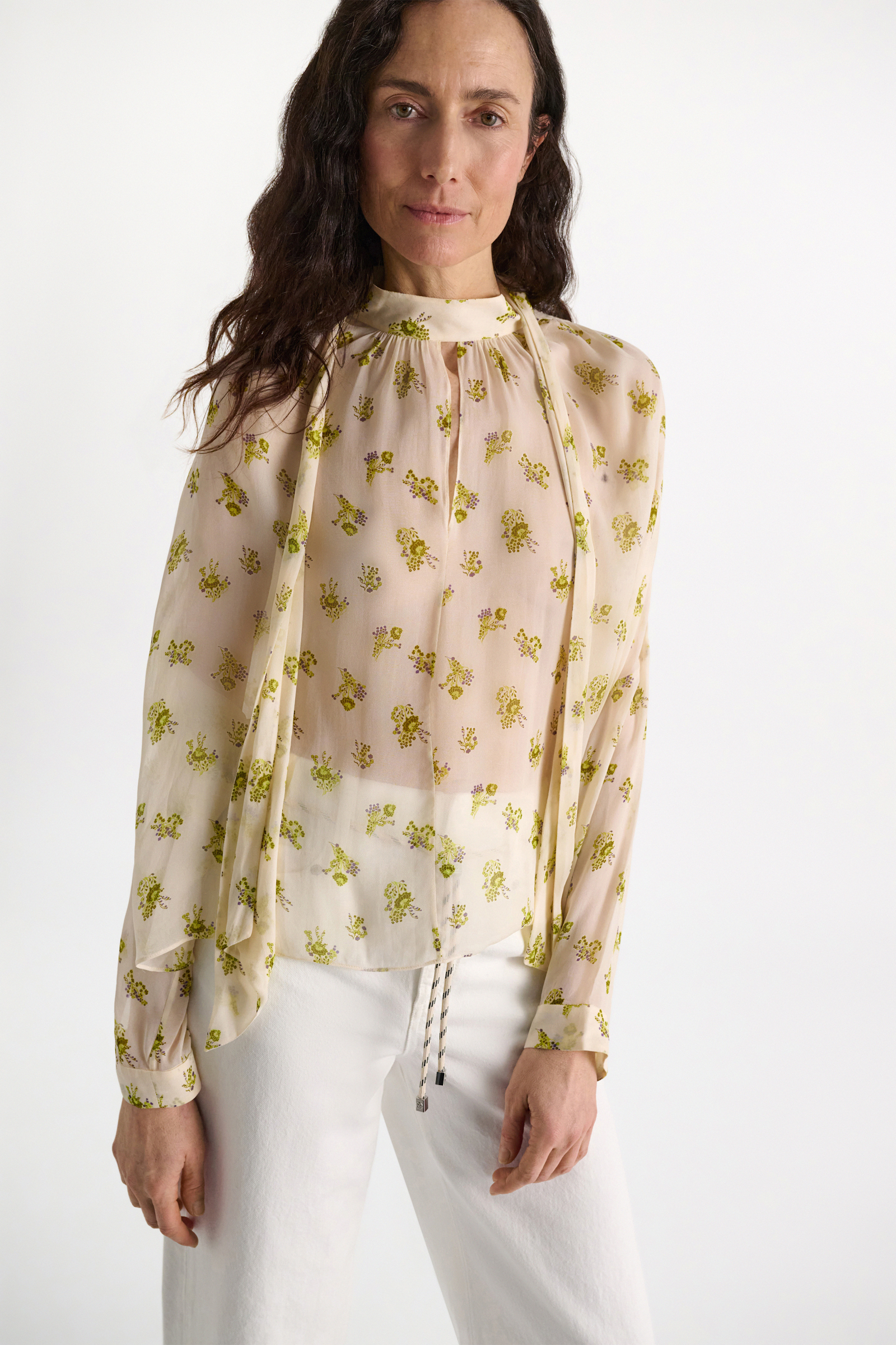Dorothee Schumacher T-Blouse aus bedruckten Georgette Little Daydream lemon