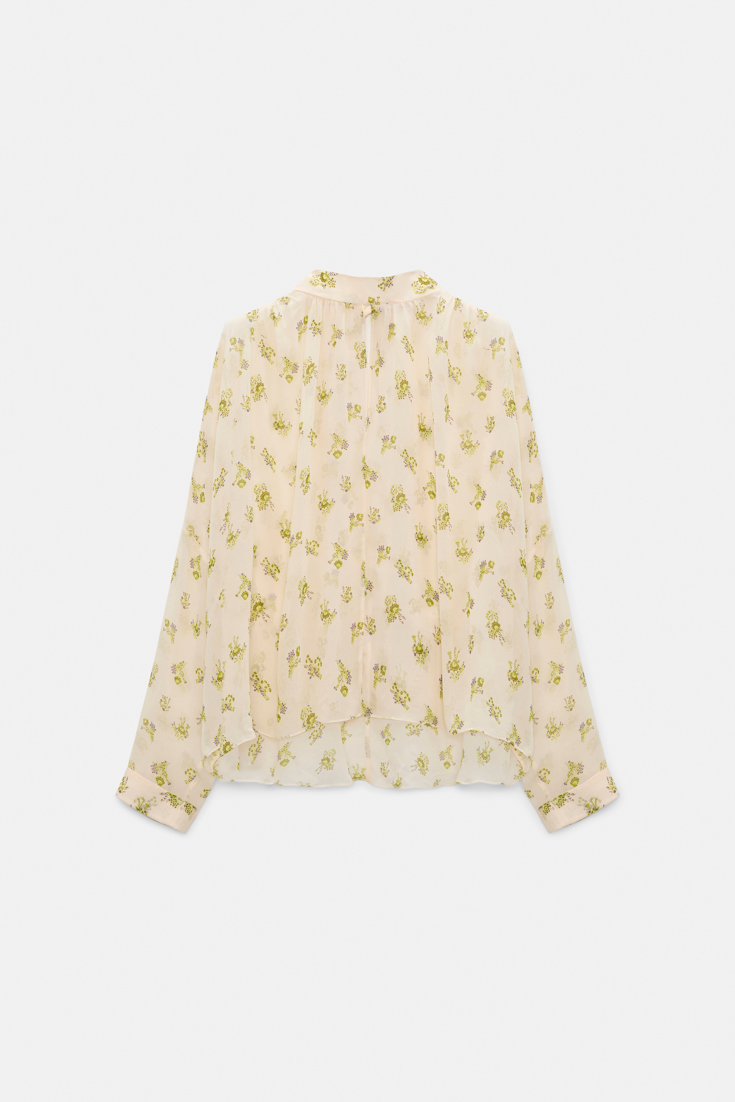 Dorothee Schumacher T-Blouse aus bedruckten Georgette Little Daydream lemon