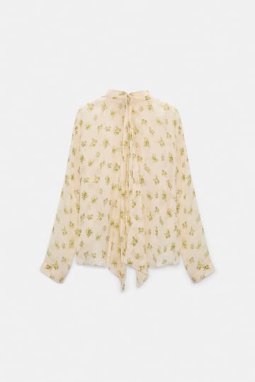 Dorothee Schumacher T-Blouse aus bedruckten Georgette Little Daydream lemon