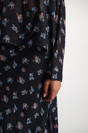 Dorothee Schumacher T-Blouse aus bedruckten Georgette Little Daydream navy orange