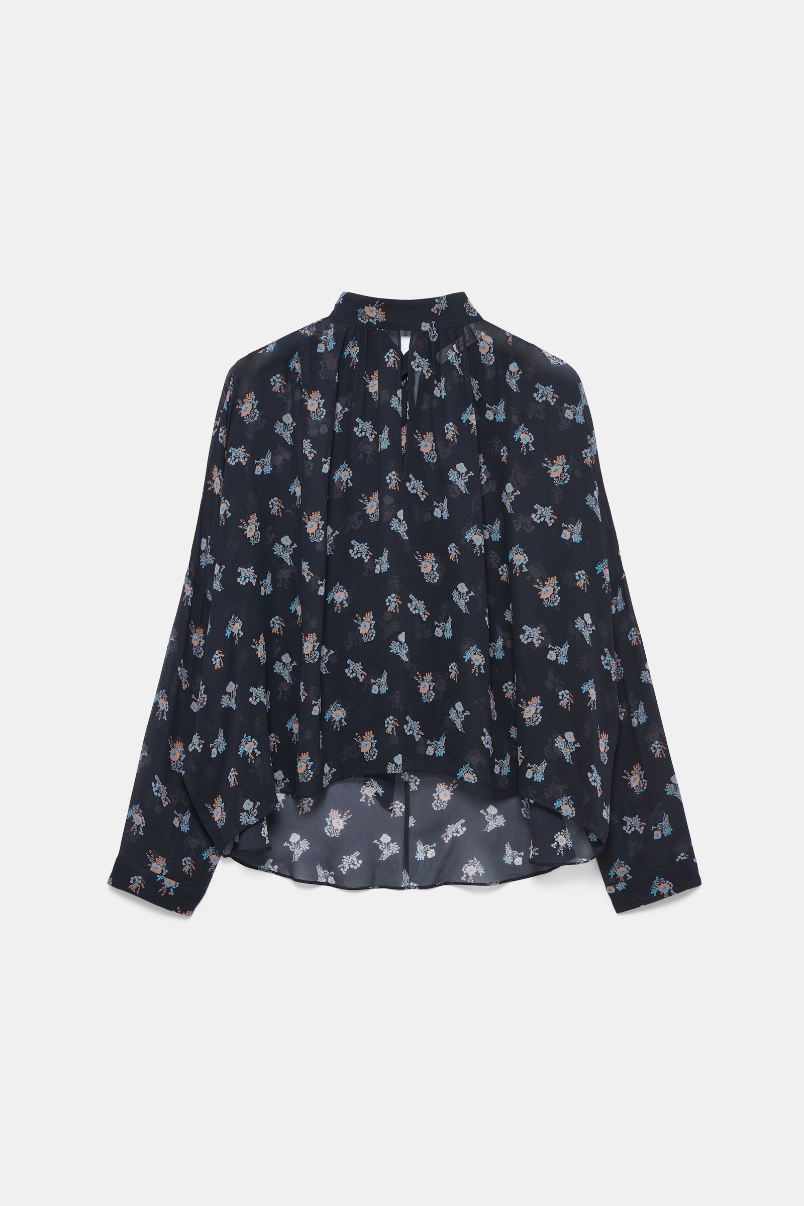 Dorothee Schumacher Extra boxy, printed georgette blouse Little Daydream navy orange