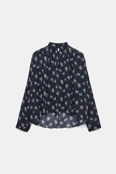 Dorothee Schumacher T-Blouse aus bedruckten Georgette Little Daydream navy orange