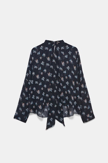 Dorothee Schumacher T-Blouse aus bedruckten Georgette Little Daydream navy orange