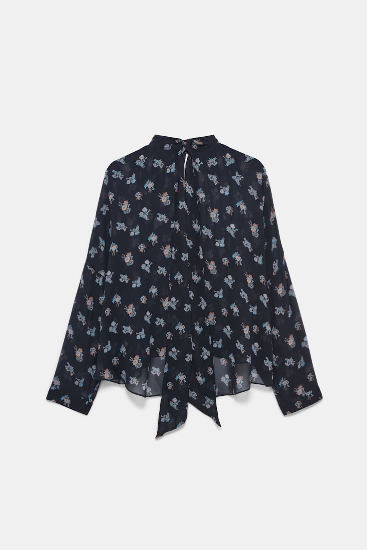 Dorothee Schumacher Extra boxy, printed georgette blouse Little Daydream navy orange