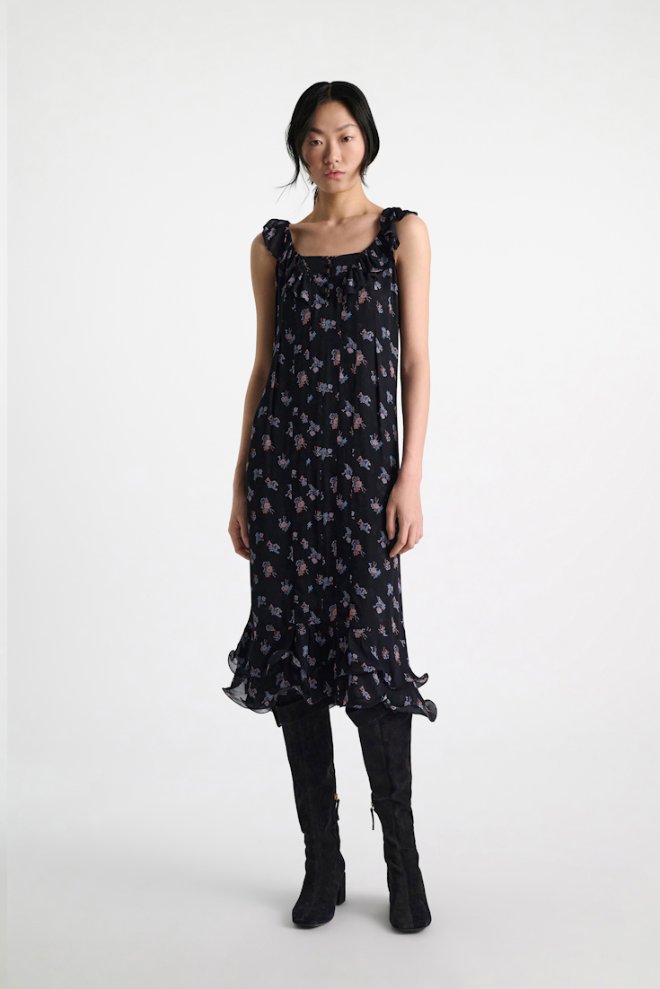 Dorothee Schumacher Printed georgette dress Little Daydream navy orange