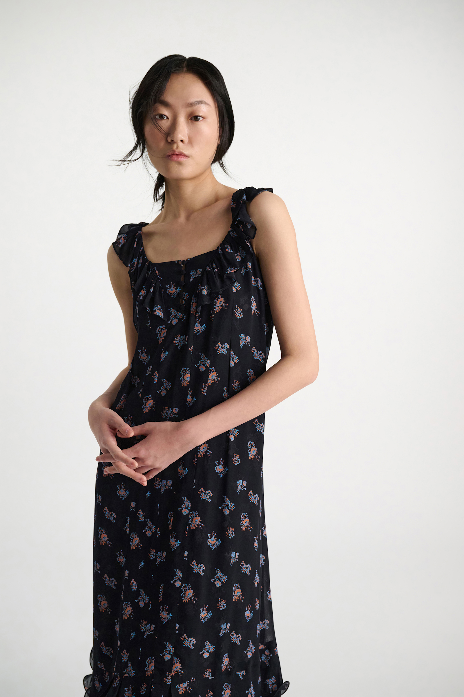 Dorothee Schumacher Printed georgette dress Little Daydream navy orange