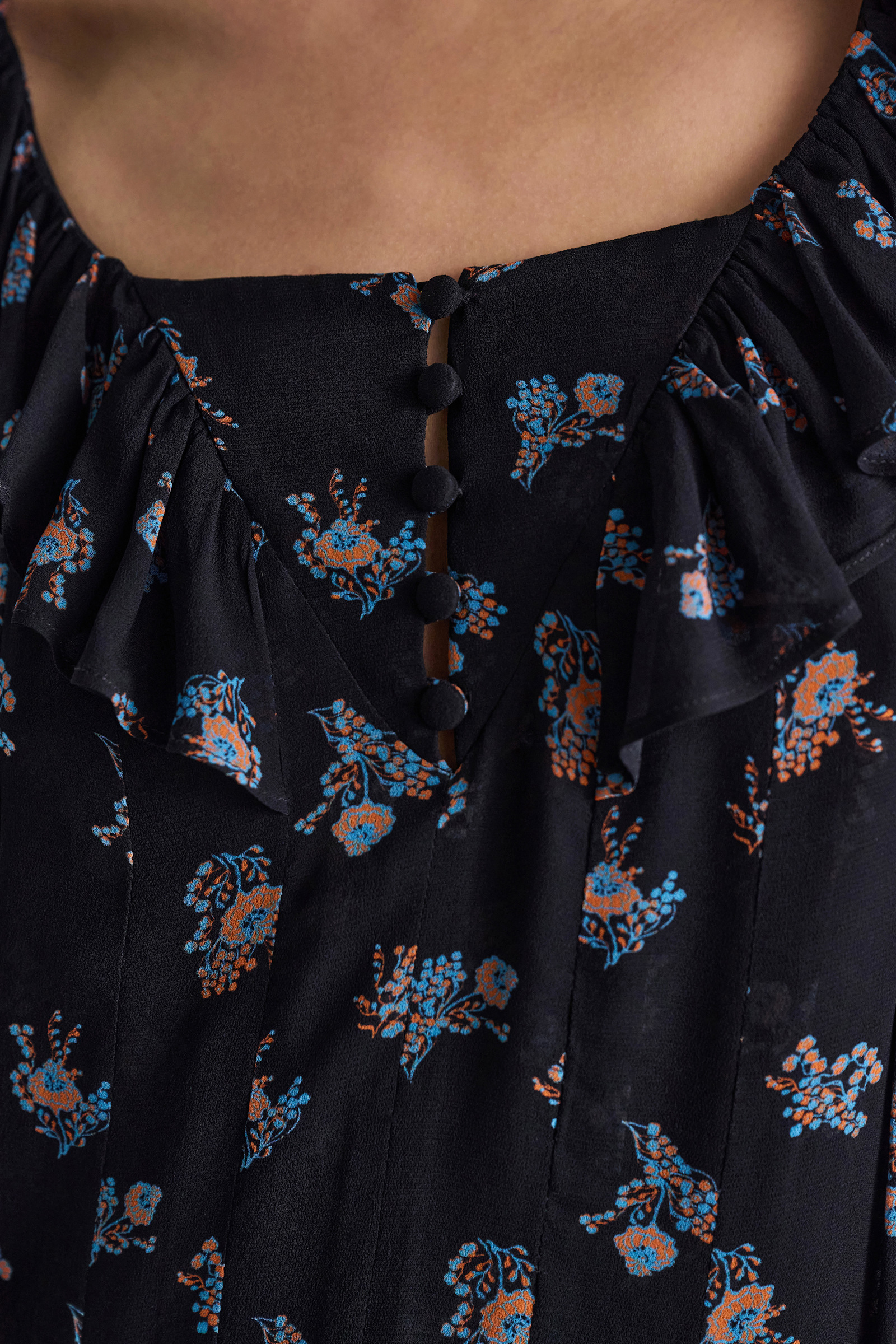 Dorothee Schumacher Printed georgette dress Little Daydream navy orange