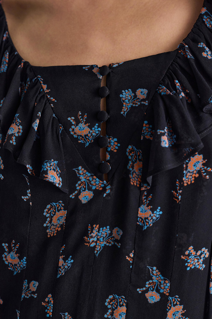 Dorothee Schumacher Printed georgette dress Little Daydream navy orange