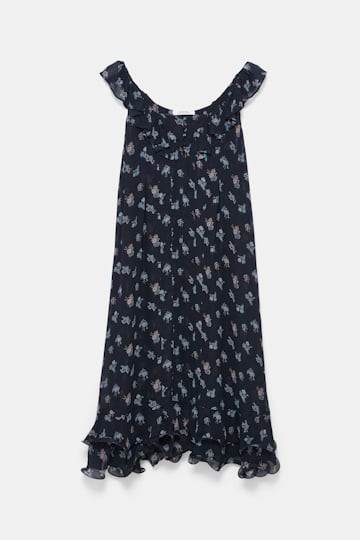 Dorothee Schumacher Kleid aus bedrucktem Georgette Little Daydream navy orange