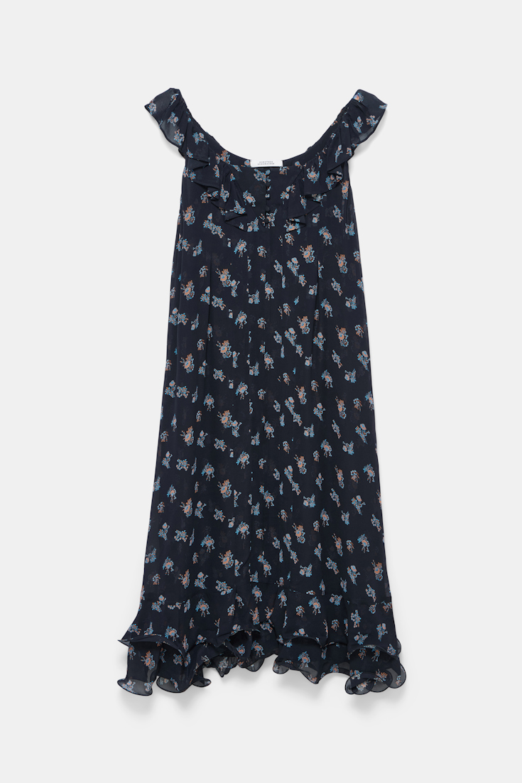 Dorothee Schumacher Kleid aus bedrucktem Georgette Little Daydream navy orange
