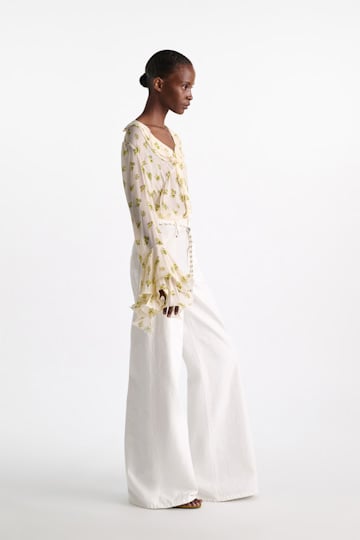 Dorothee Schumacher T-Blouse mit Volant-Details aus bedrucktem Georgette Little Daydream lemon