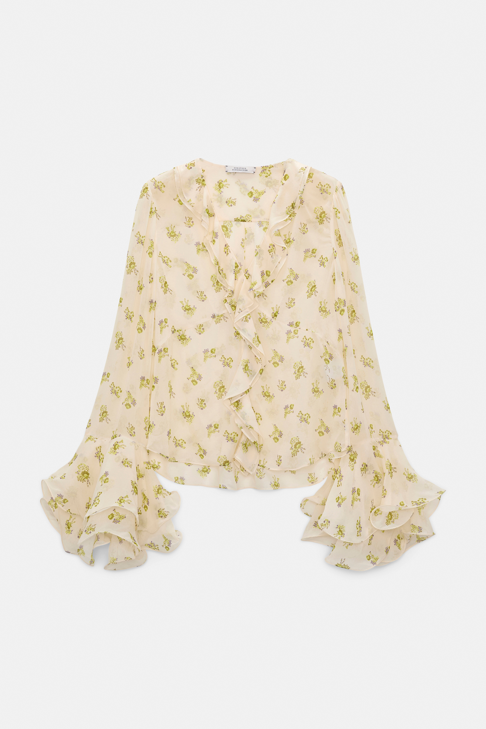 Dorothee Schumacher T-Blouse mit Volant-Details aus bedrucktem Georgette Little Daydream lemon