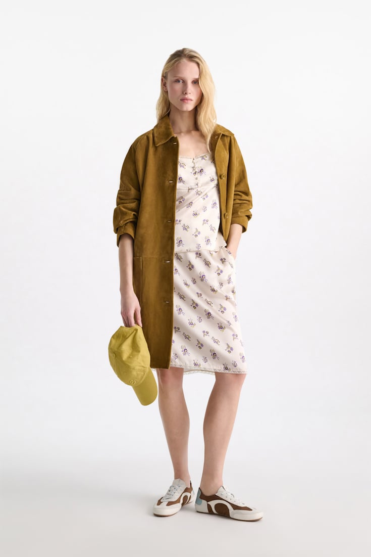 Dorothee Schumacher Lingerie-style skirt in printed silk satin little daydream yellow