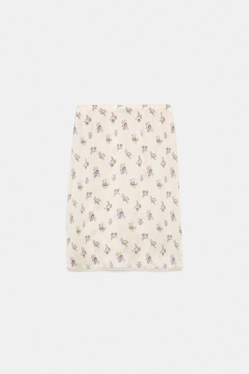Dorothee Schumacher Lingerie-style skirt in printed silk satin little daydream yellow