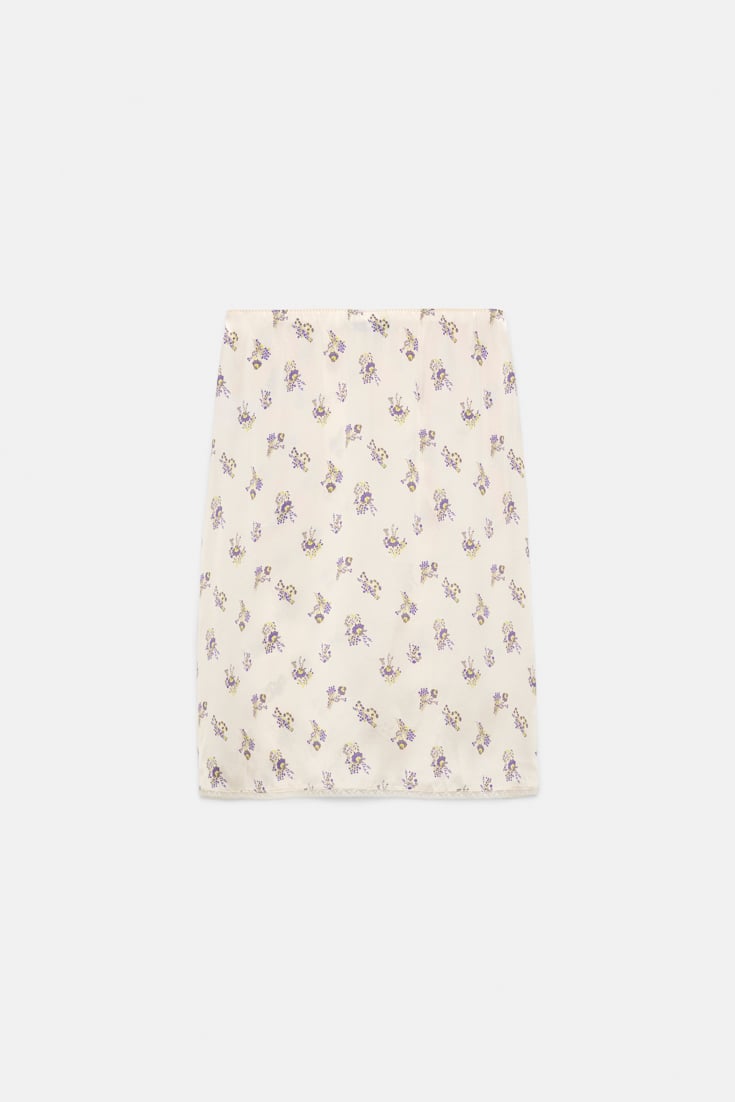 Dorothee Schumacher Lingerie-style skirt in printed silk satin little daydream yellow