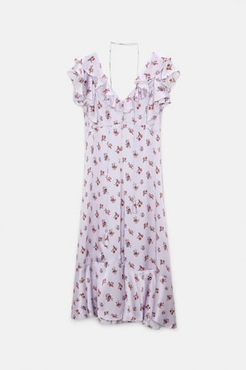 Dorothee Schumacher Midi-Kleid aus bedrucktem Seidensatin little daydream lilac