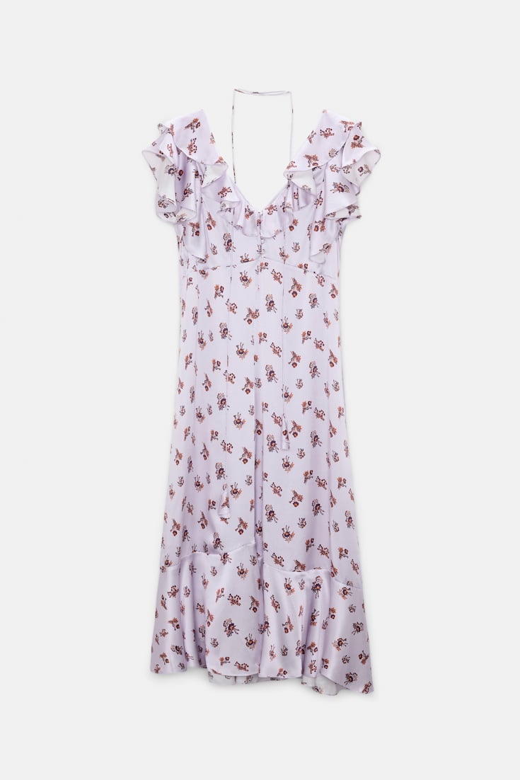 Dorothee Schumacher Sleeveless midi-dress in printed silk satin little daydream lilac