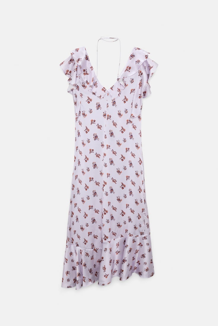 Dorothee Schumacher Sleeveless midi-dress in printed silk satin little daydream lilac
