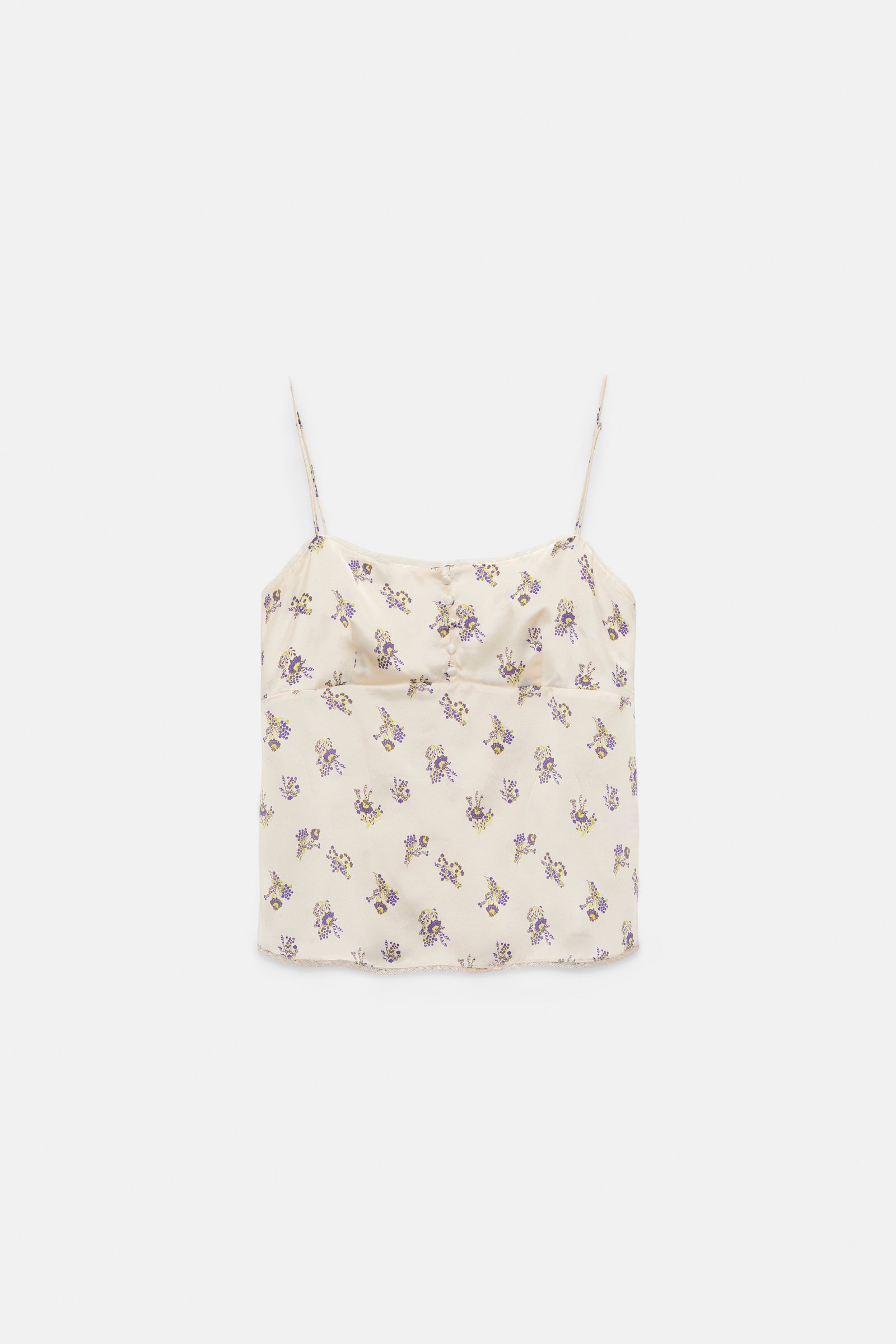 Dorothee Schumacher Lingerie-style camisole in printed silk satin little daydream yellow