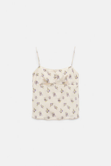 Dorothee Schumacher Lingerie-style camisole in printed silk satin little daydream yellow