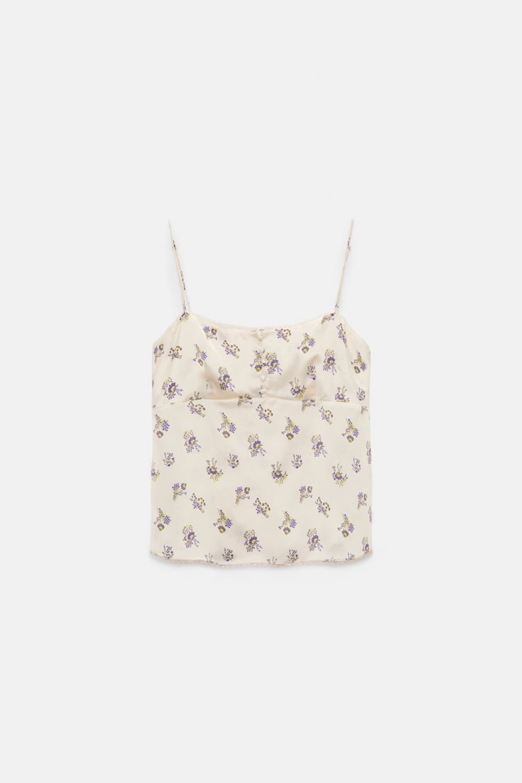 Dorothee Schumacher Lingerie-style camisole in printed silk satin little daydream yellow