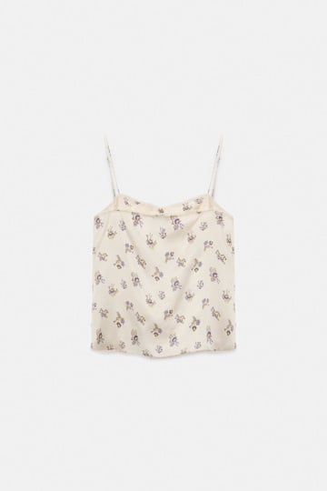 Dorothee Schumacher Lingerie-style camisole in printed silk satin little daydream yellow