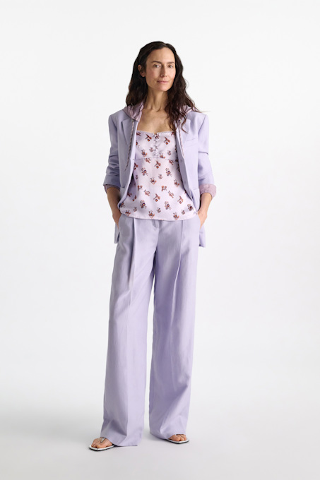Lingerie-style camisole in printed silk satin