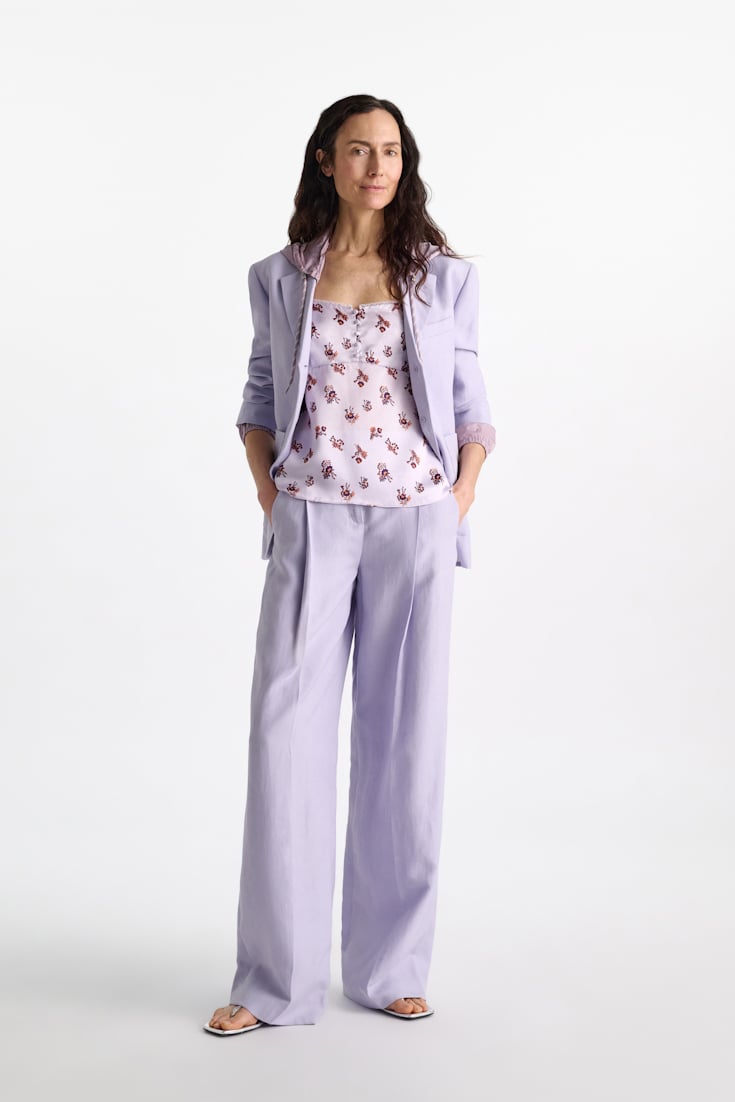 Dorothee Schumacher Lingerie-style camisole in printed silk satin little daydream lilac