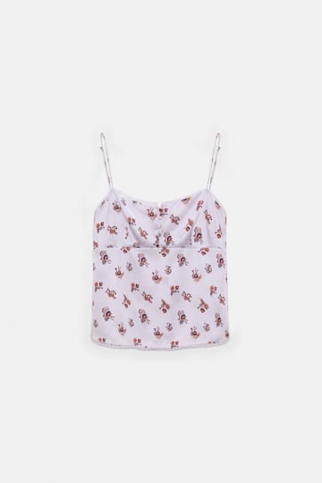 Dorothee Schumacher Lingerie-style camisole in printed silk satin little daydream lilac
