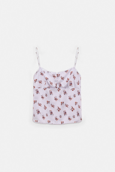 Dorothee Schumacher Lingerie-Top aus bedrucktem Seidensatin little daydream lilac