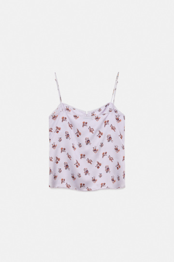Dorothee Schumacher Lingerie-style camisole in printed silk satin little daydream lilac