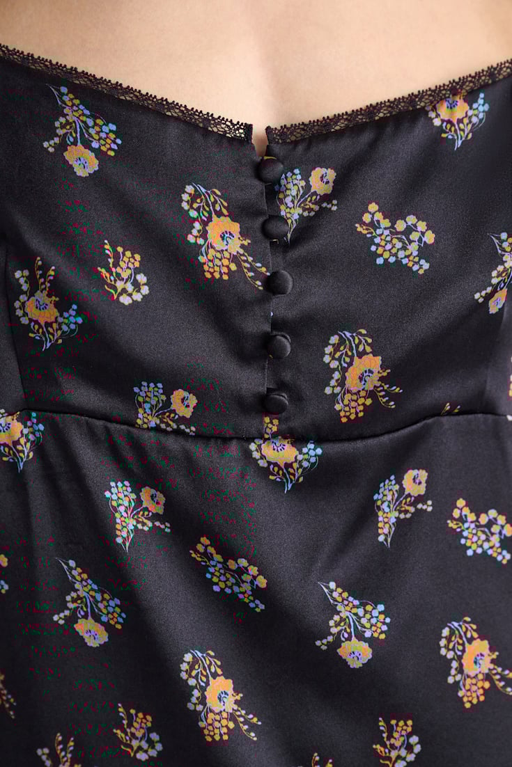 Dorothee Schumacher Lingerie-style camisole in printed silk satin Little Daydream navy orange