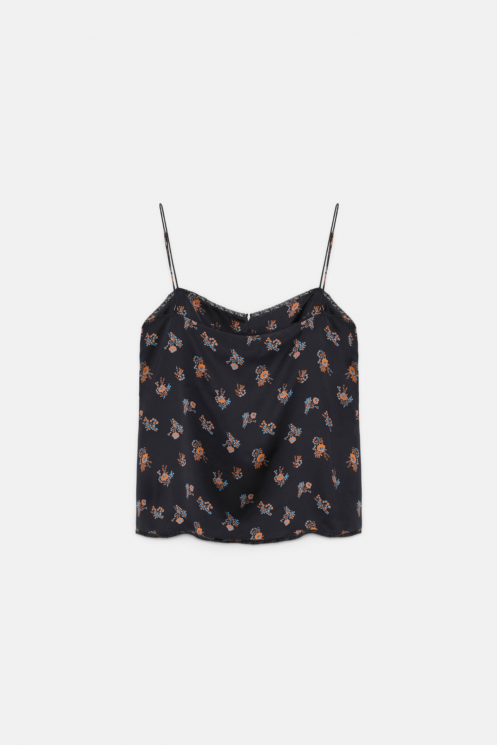 Dorothee Schumacher Lingerie-style camisole in printed silk satin Little Daydream navy orange
