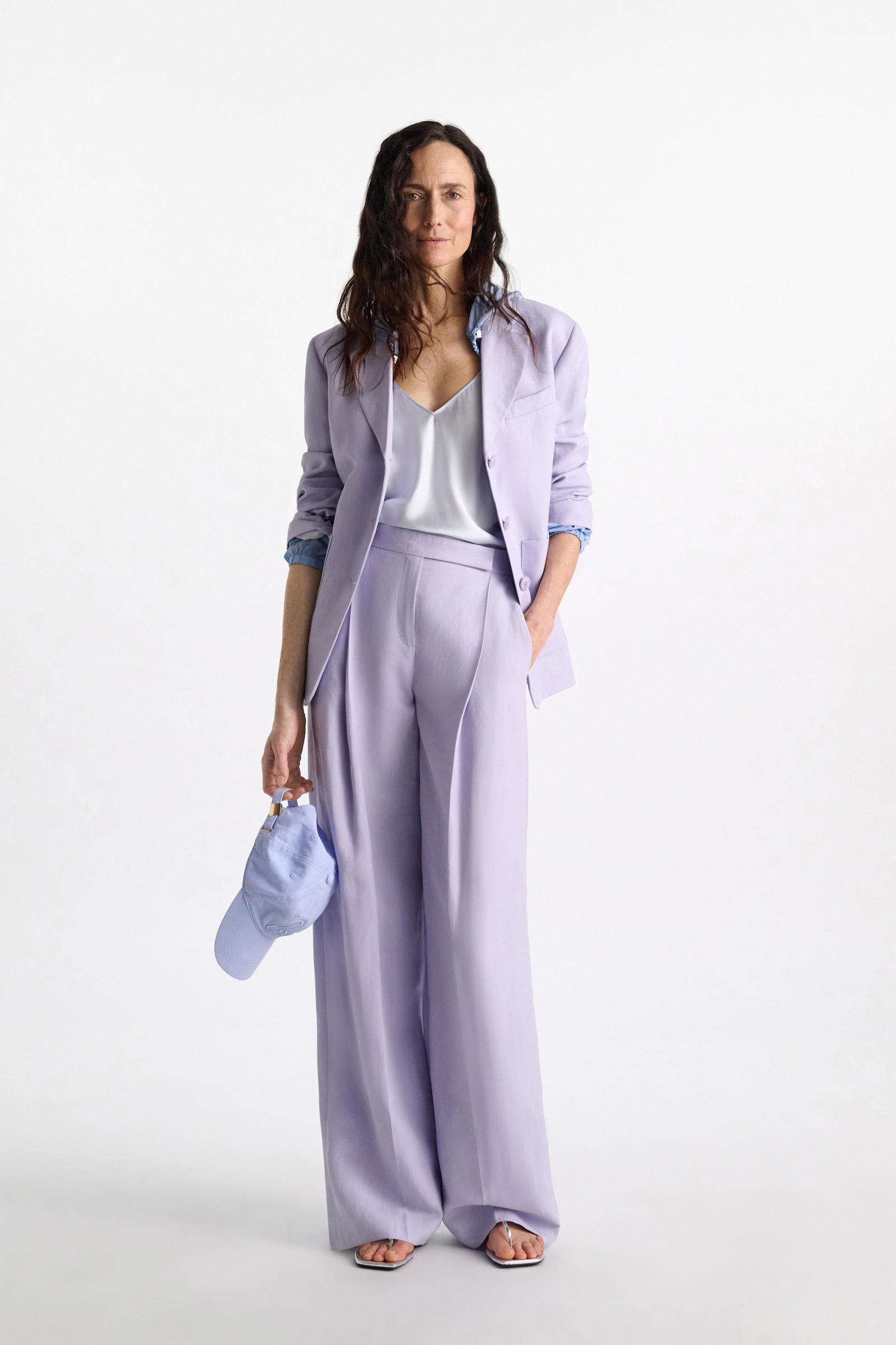 Dorothee Schumacher Silk-satin camisole with V-neckline ice sky