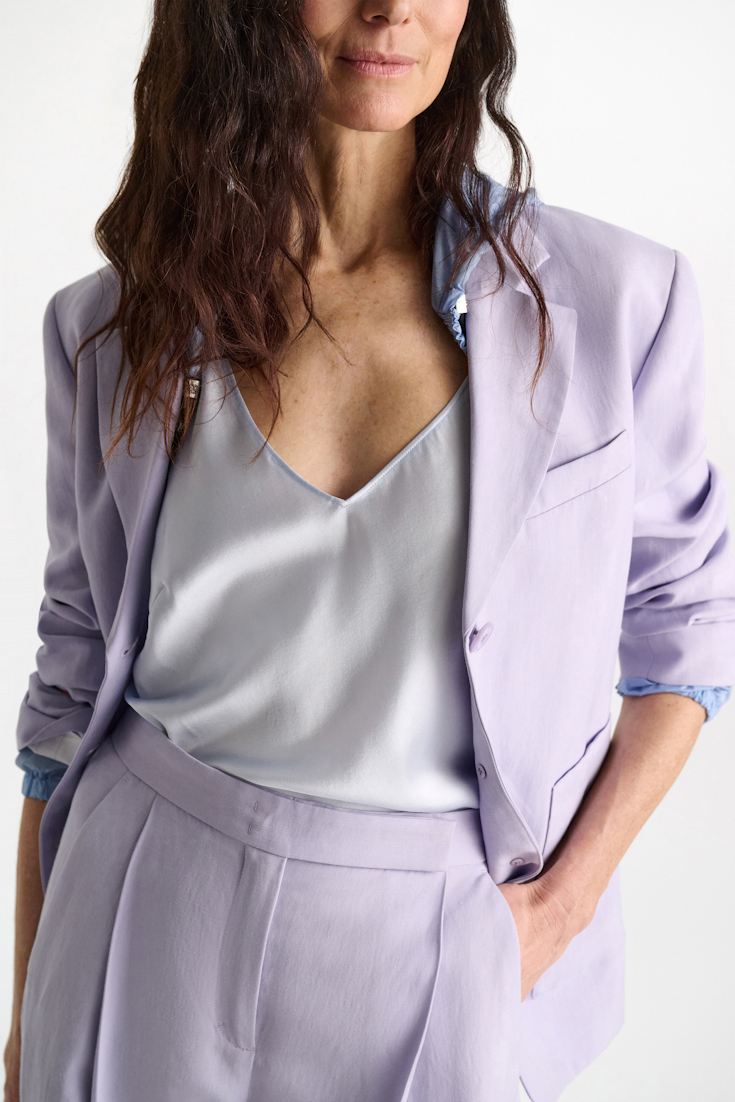 Dorothee Schumacher Silk-satin camisole with V-neckline ice sky