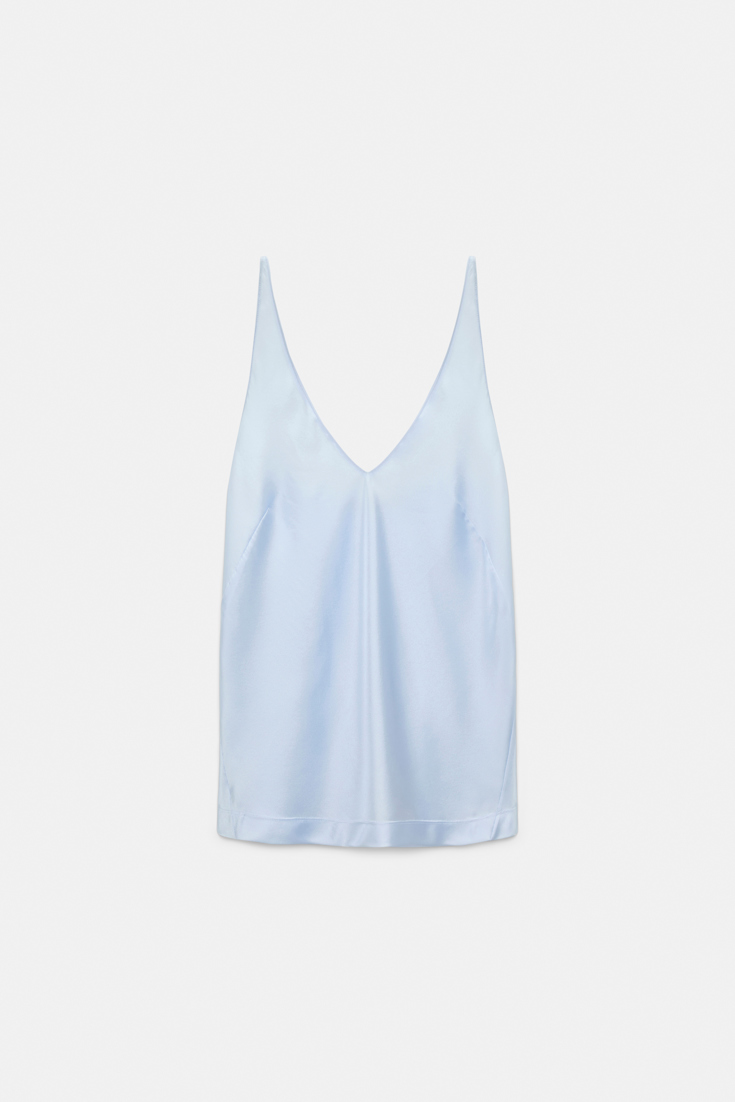 Dorothee Schumacher Silk-satin camisole with V-neckline ice sky
