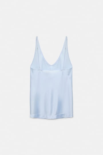 Dorothee Schumacher Silk-satin camisole with V-neckline ice sky