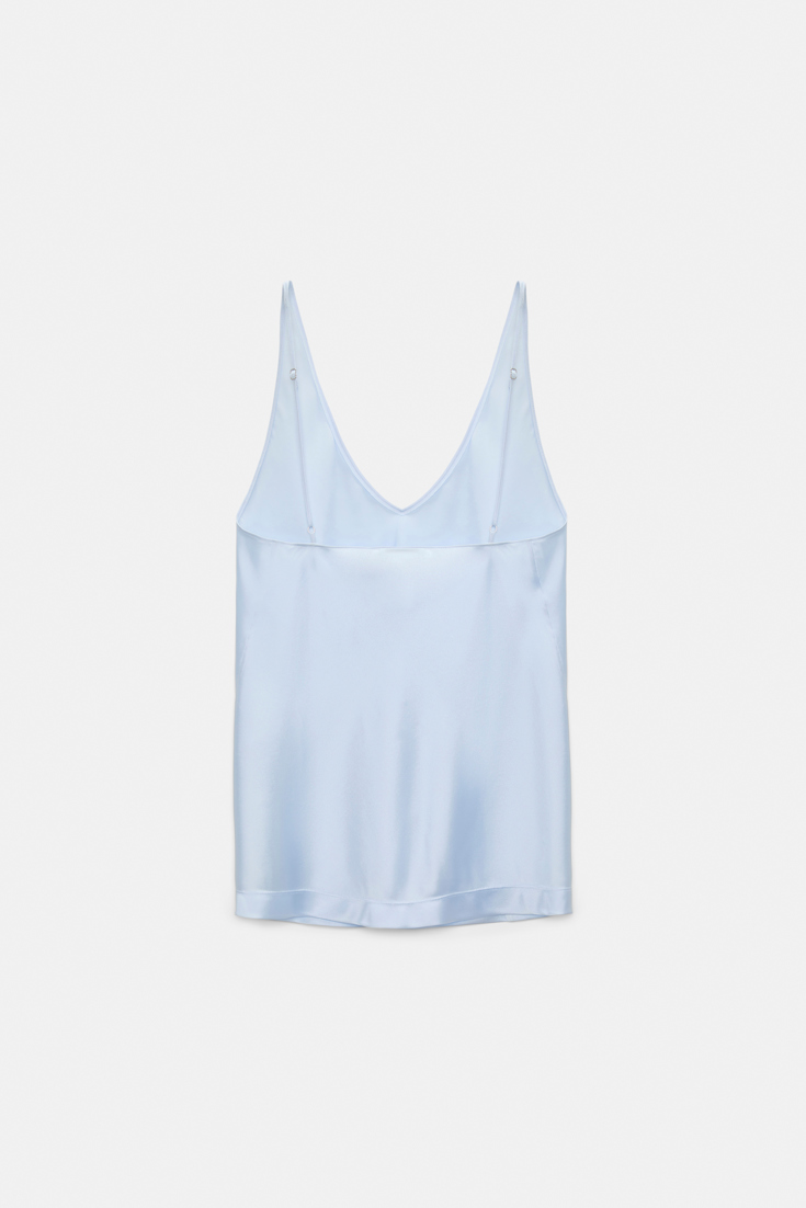 Dorothee Schumacher Silk-satin camisole with V-neckline ice sky