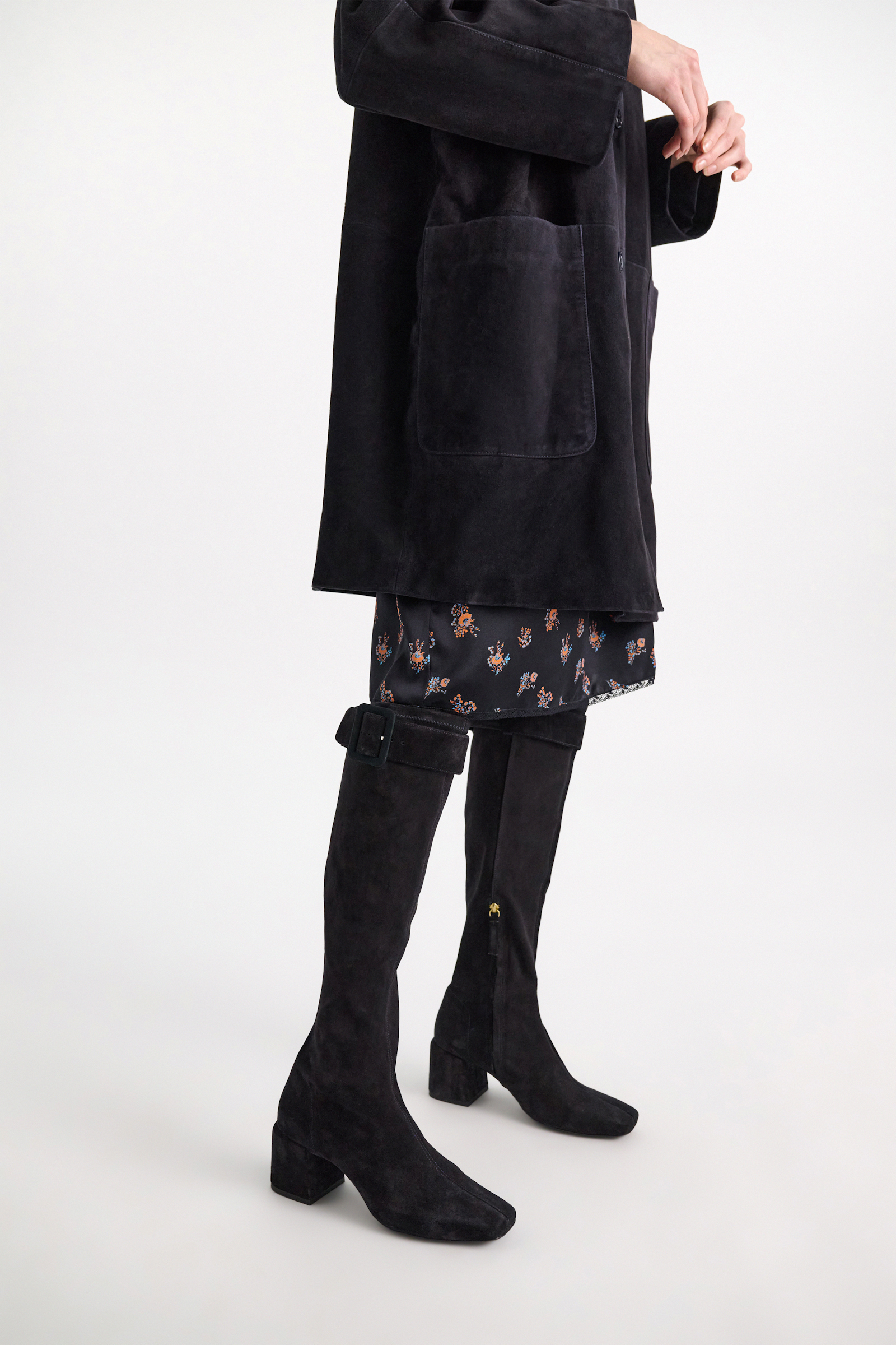 Dorothee Schumacher Stretch calf suede boots midnight blue