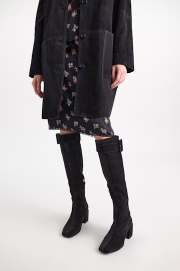 Dorothee Schumacher Boots aus Stretch-Kalbsveloursleder midnight blue