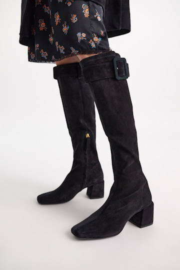 Dorothee Schumacher Boots aus Stretch-Kalbsveloursleder midnight blue