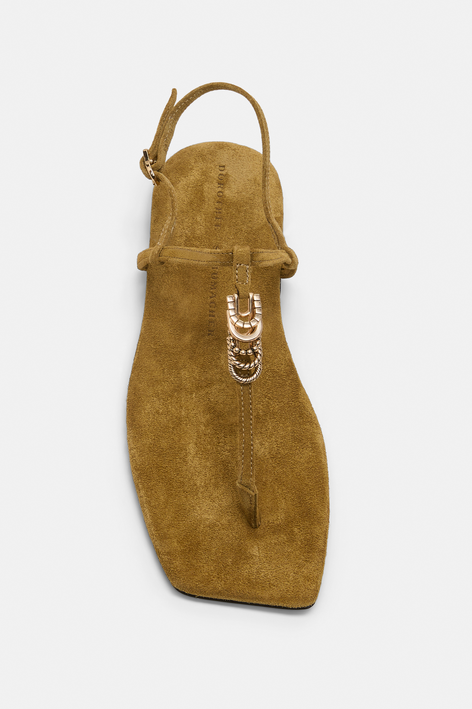 Dorothee Schumacher Suede sandals with signature D-rings dafne green