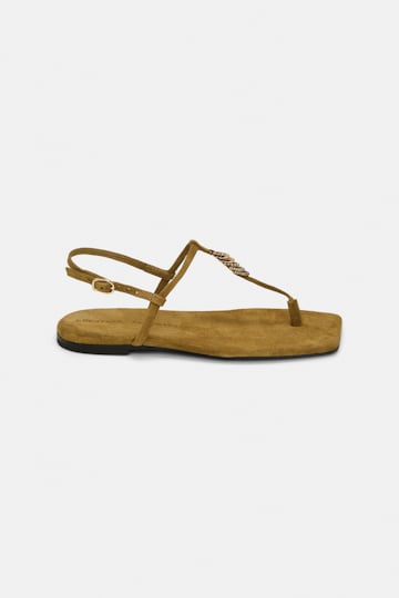 Dorothee Schumacher Suede sandals with signature D-rings dafne green