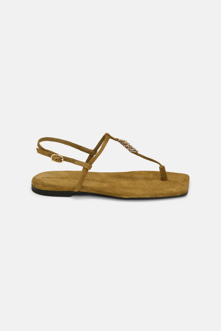 Dorothee Schumacher Suede sandals with signature D-rings dafne green