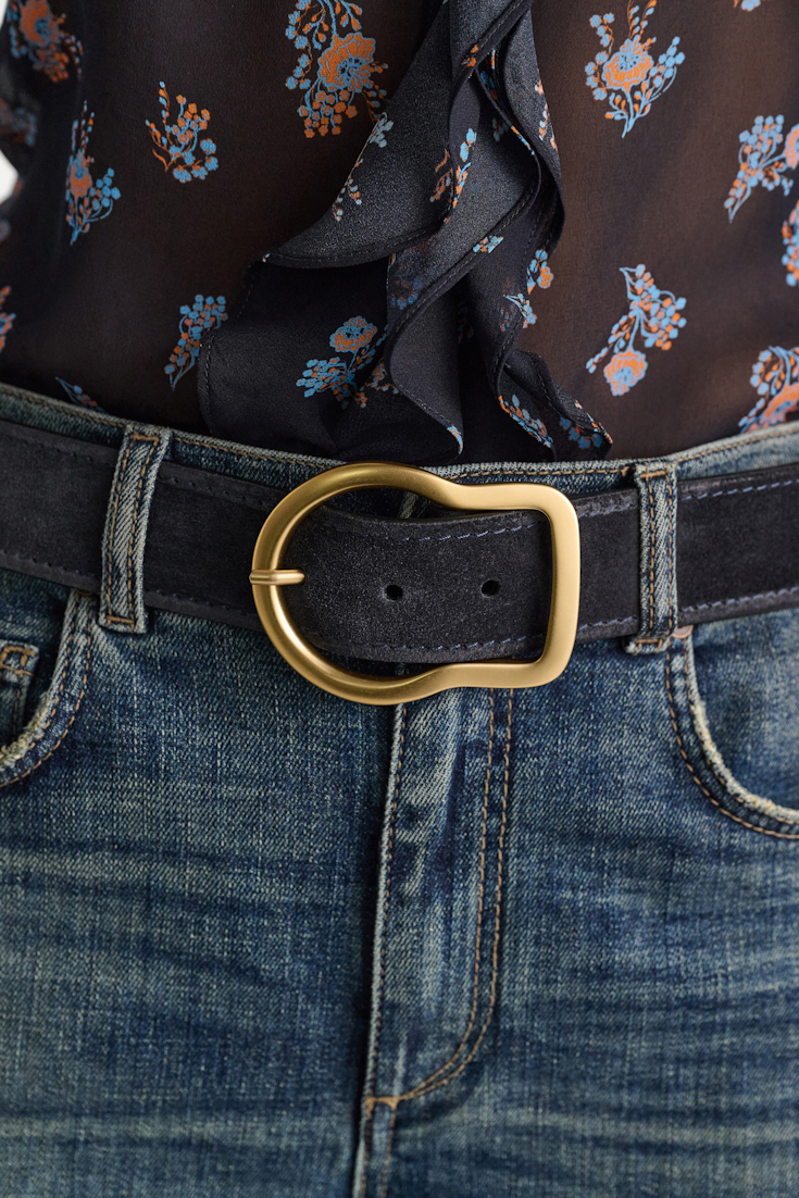 Dorothee Schumacher Waxed suede belt midnight blue