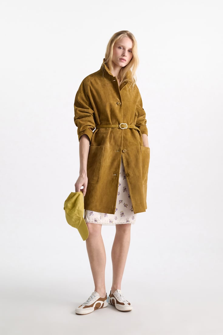 Dorothee Schumacher Suede belt with signature buckle dafne green