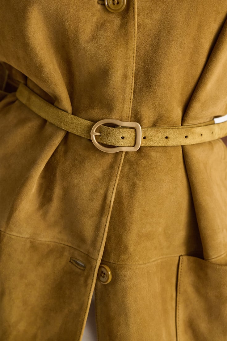 Dorothee Schumacher Suede belt with signature buckle dafne green