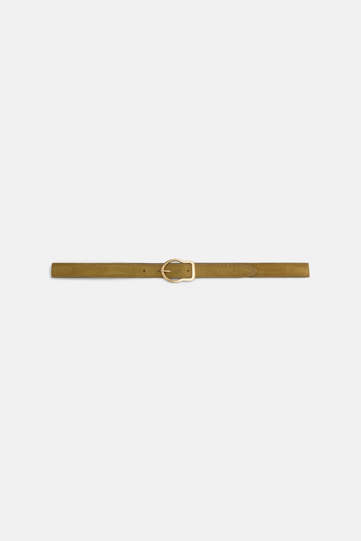 Dorothee Schumacher Suede belt with signature buckle dafne green