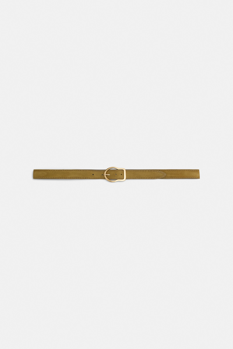 Dorothee Schumacher Women's Green Suede Belt With Signature Buckle Size 105