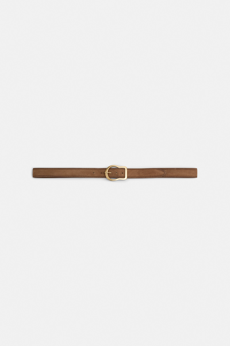 Dorothee Schumacher Women's Brown Suede Belt With Signature Buckle Size 105